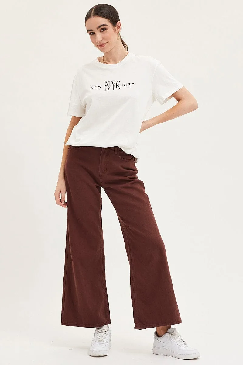Sporty Top White Graphic T-Shirt Short Sleeve