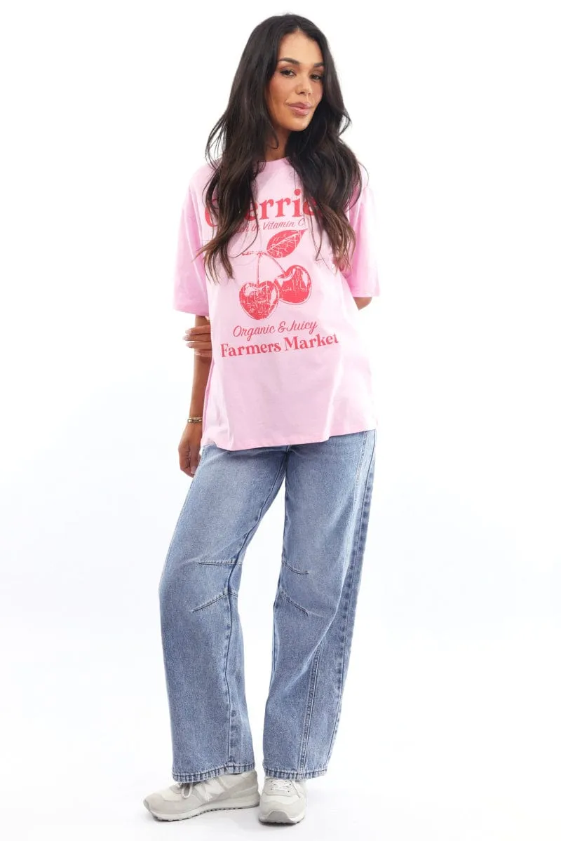 Fresh Outfit Soft and Lightweight Pink Graphic Tee Short Sleeve