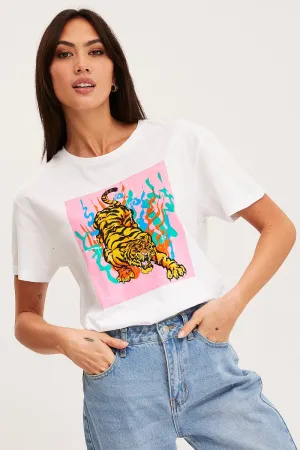 White T-Shirt Short Sleeve Street Style