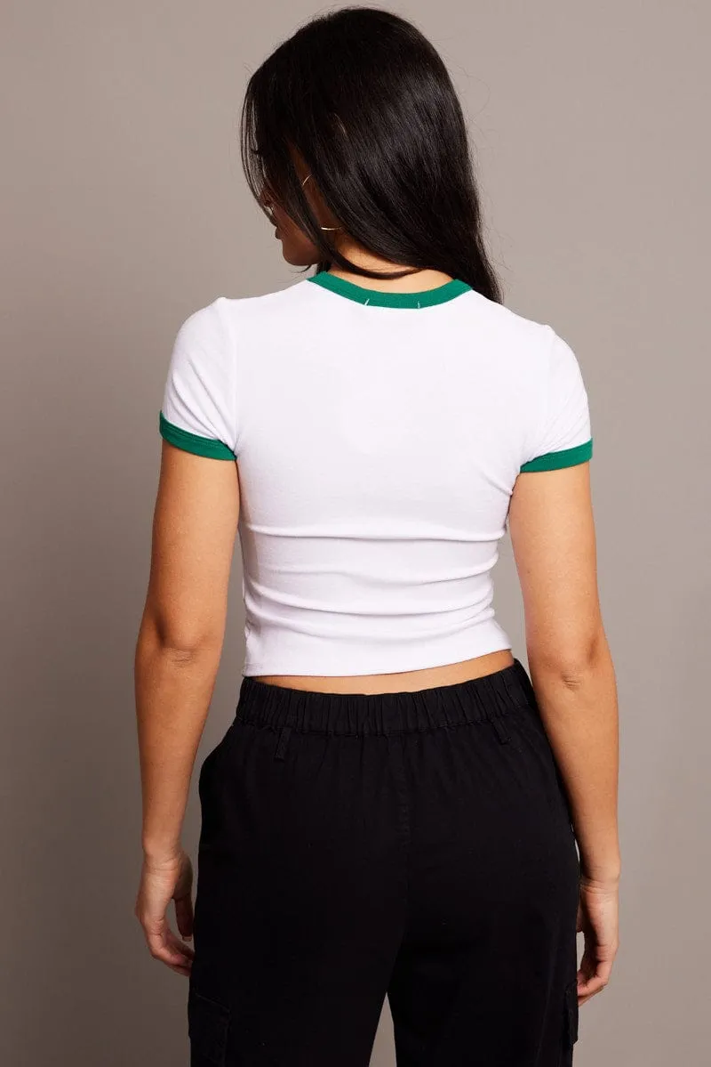 White Graphic Tee Short Sleeve Affordable accessibility Trendy Layering