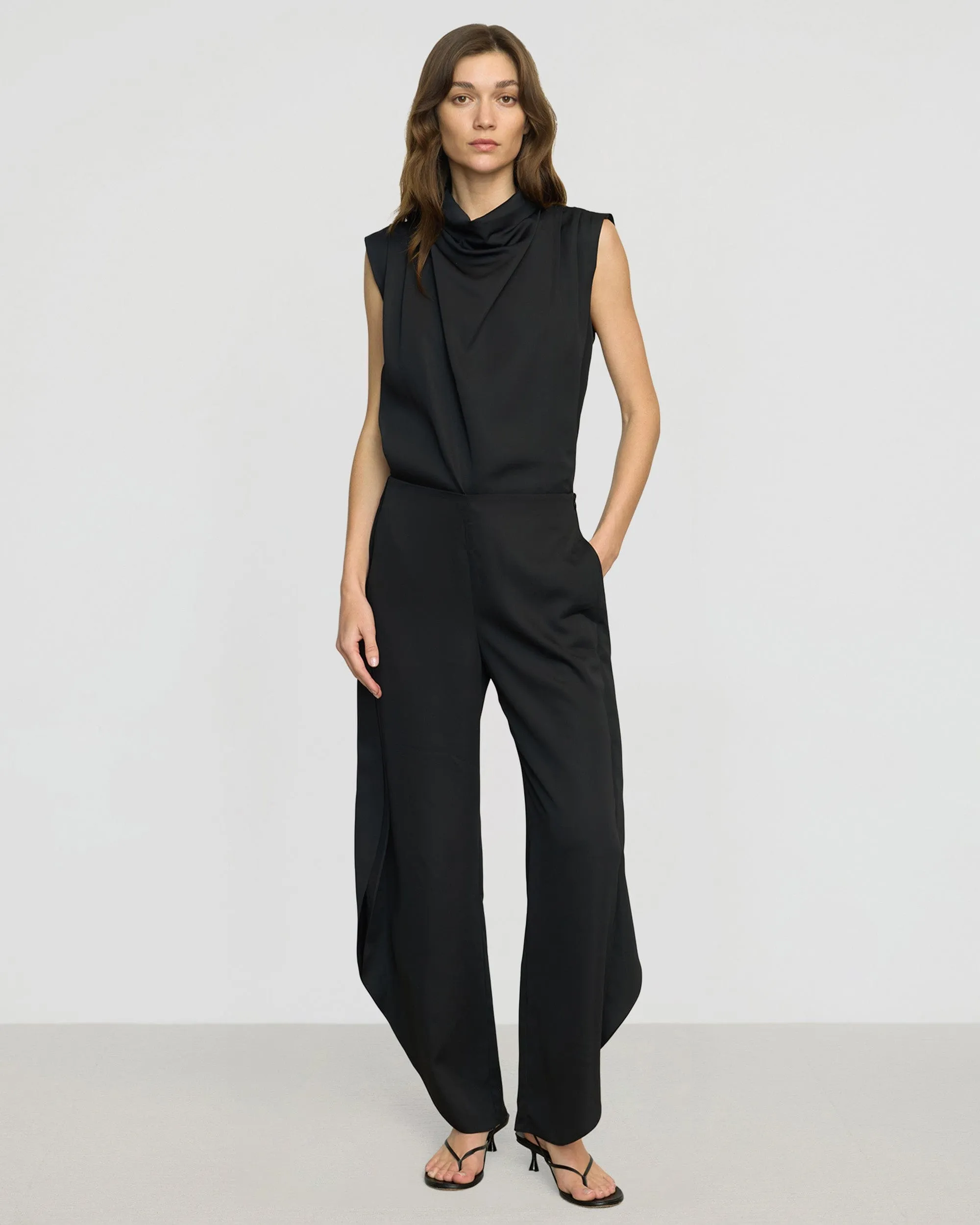 Momo Flowy Barrel-Leg Pant Dark wash Relaxed Comfort Fit