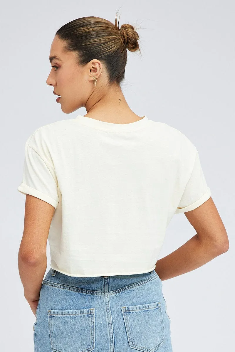 Colorfast Material Nude Graphic Eagle Mountains Crop Oversized Tee T-shirt