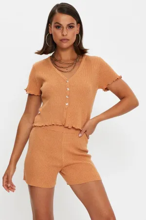 fall shorts Brown Knit Shorts