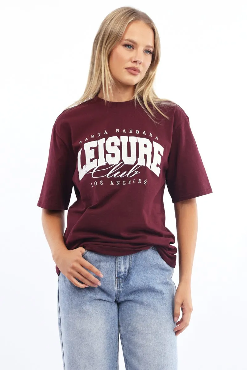 Red Graphic Tee Short Sleeve Sporty and Cool Temperature Control Fabric