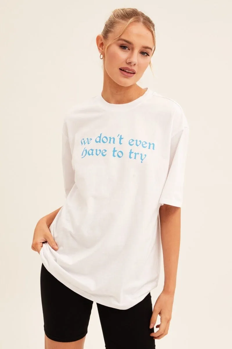 Cool Comfort Layering Comfort Wear White Graphic T Shirt Short Sleeve Crew Neck