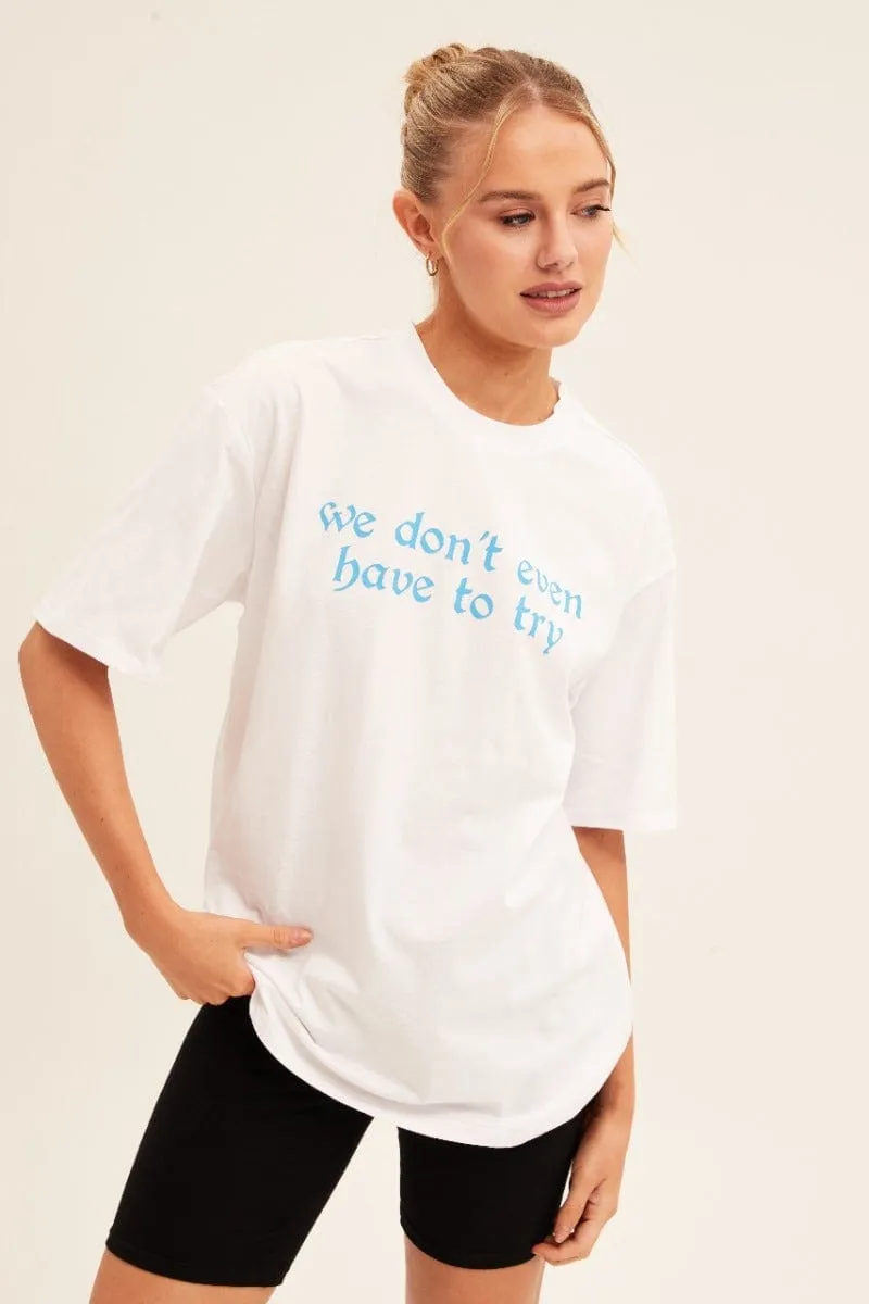 Comfortable apparel Classic timelessness White Graphic T Shirt Short Sleeve Crew Neck