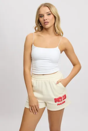 White Track Shorts High Rise Elastic Waist delivery work ReflectiveAccents