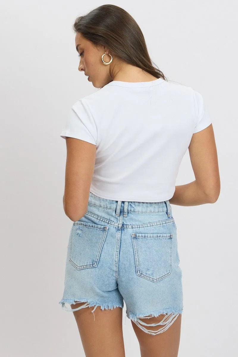 Perfect for Any Outfit loose fitting White Graphic Tee Short Sleeve