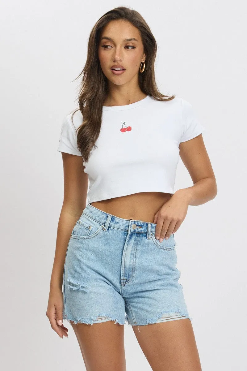 Formal Style Unisex White Graphic Tee Short Sleeve