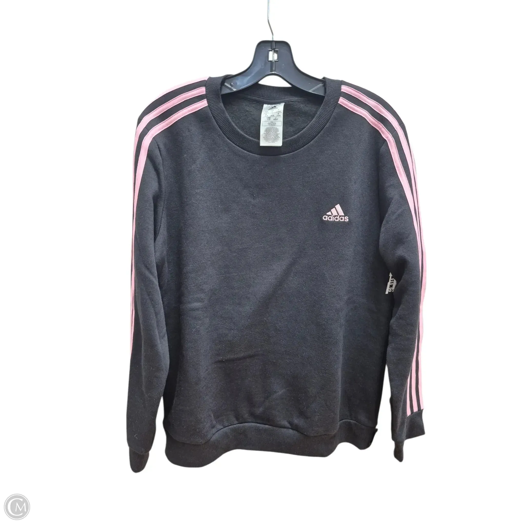 Ergonomic Cut Icon Glow Athletic Sweatshirt Crewneck By Adidas In Black & Pink, Size: L