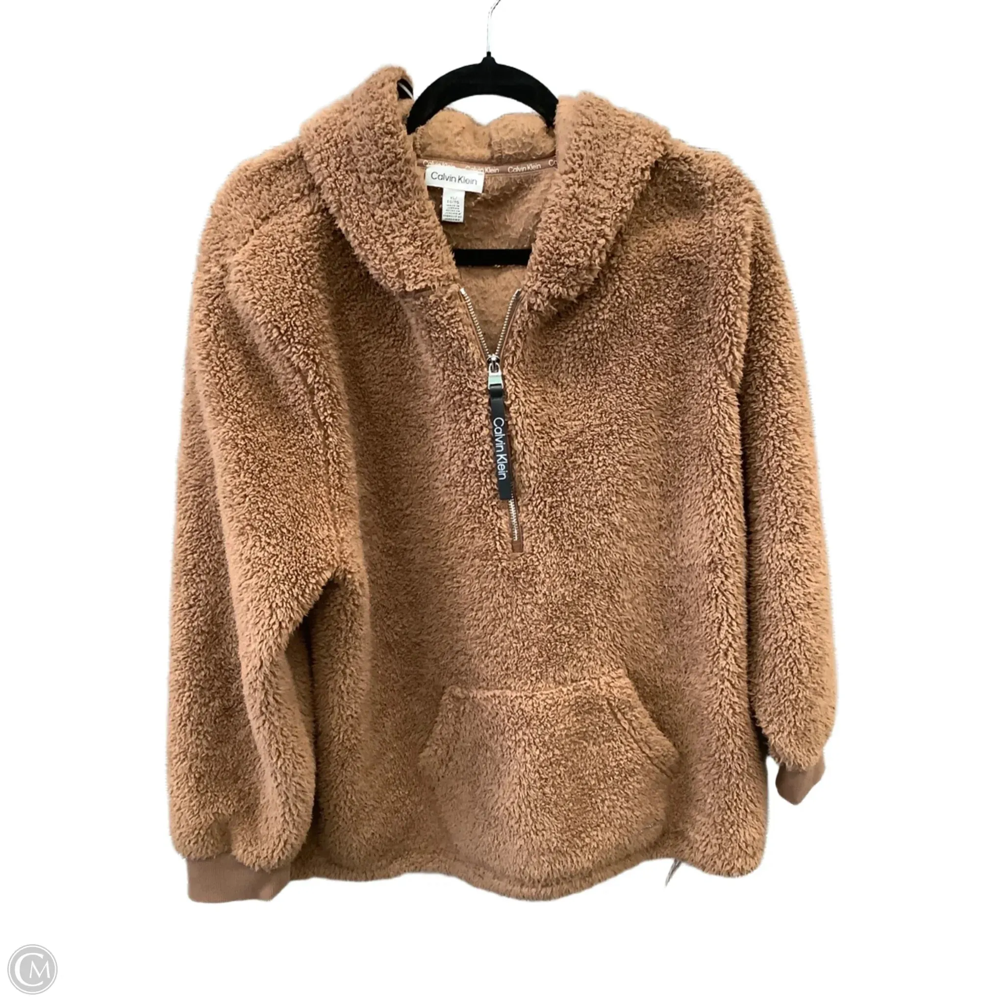 Sweatshirt Hoodie By Calvin Klein In Brown, Size: Xl Elegant Layer Smile Ease