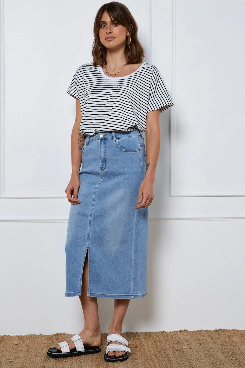 Antibacterial Finish Stripe T-Shirt Short Sleeve