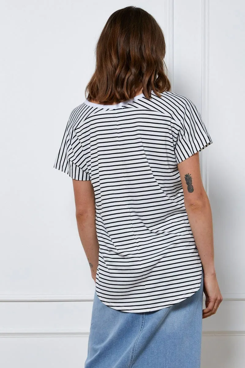 Stripe T-Shirt Short Sleeve Lightweight Layering