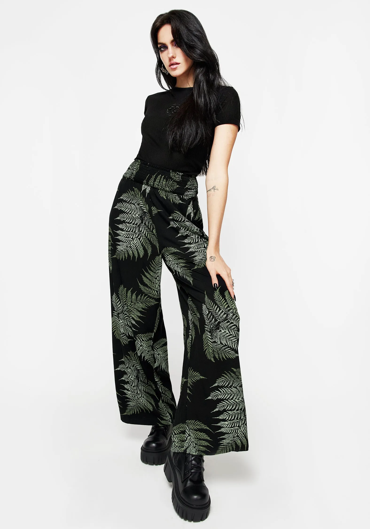 Fern Flowy Trousers OrganicCottonBlend Comfy Vibes