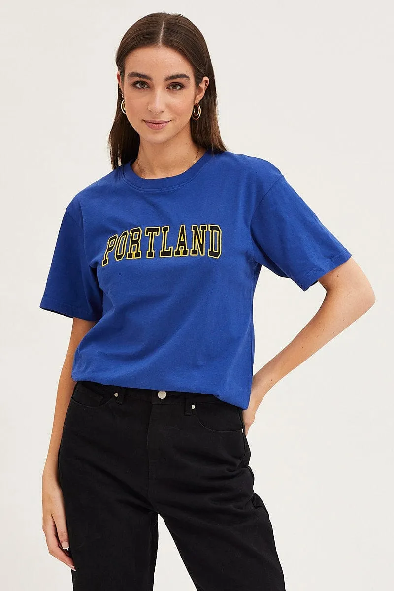 Blue T Shirt Short Sleeve Sporty Layer Look