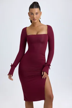 Lightweight fabric midi Lasting Joy Modal Square-Neck Midi Dress in Wine Red