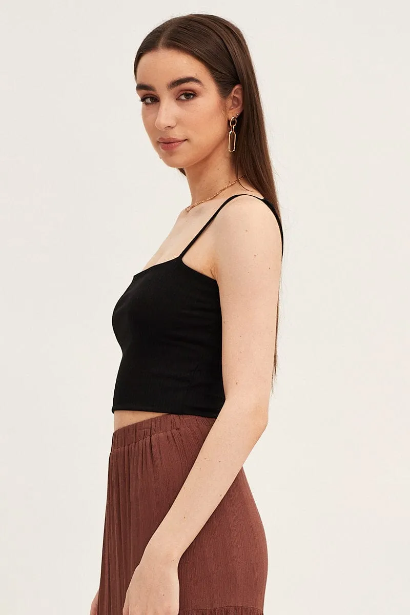 Black Cotton Singlet Stretch Energy Ease