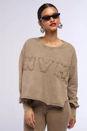 Office Wear NEVER MIND BABE CROPPED MINERAL WASH SWEATSHIRT