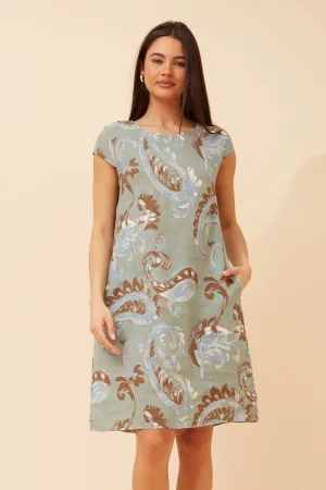 SweatAbsorbingTexture Stylish Blouse SISLEY PAISLEY PRINT LINEN DRESS