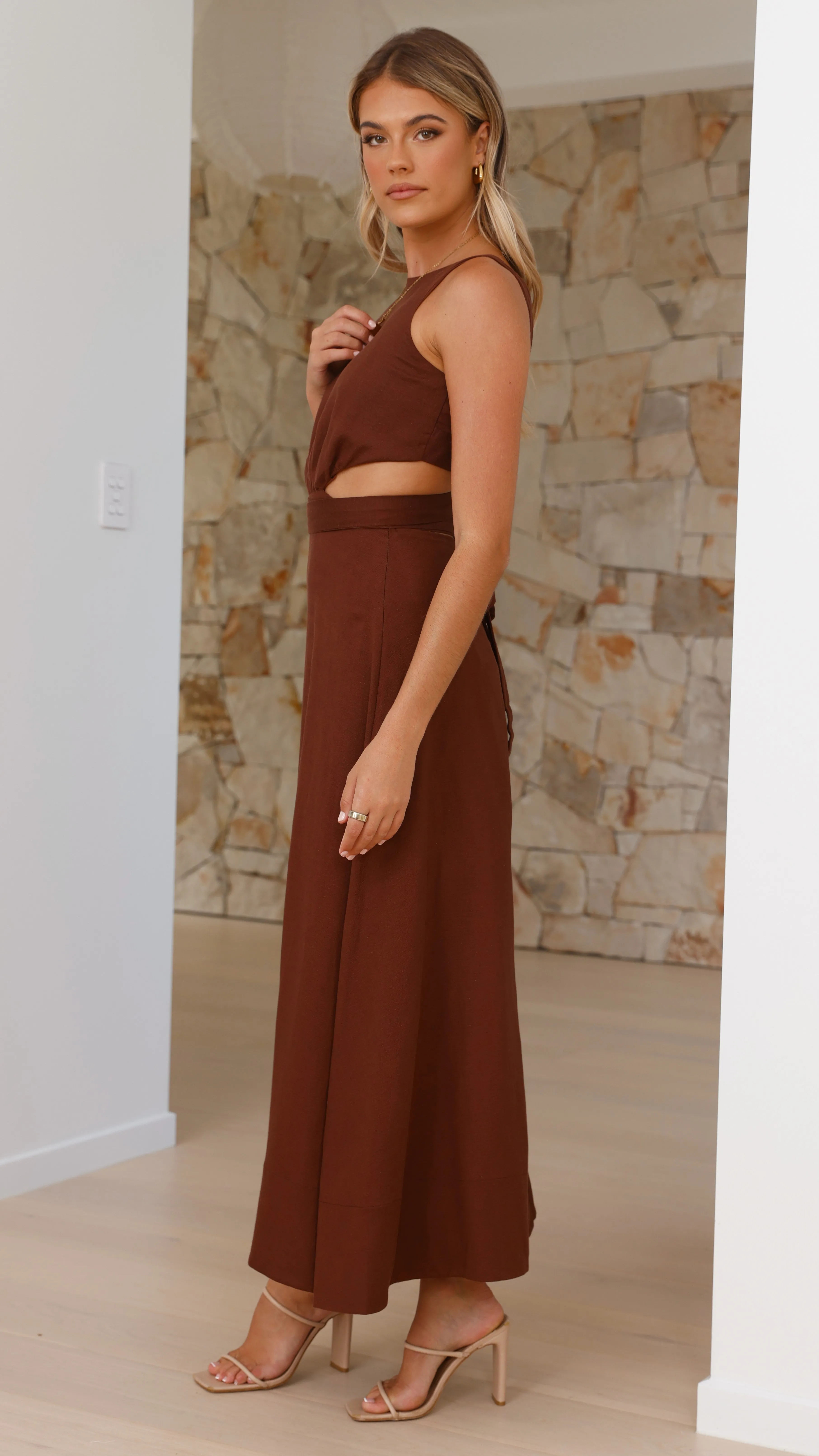 Kimberley Maxi Dress - Chocolate Ethnic Vibe Hemp Glow