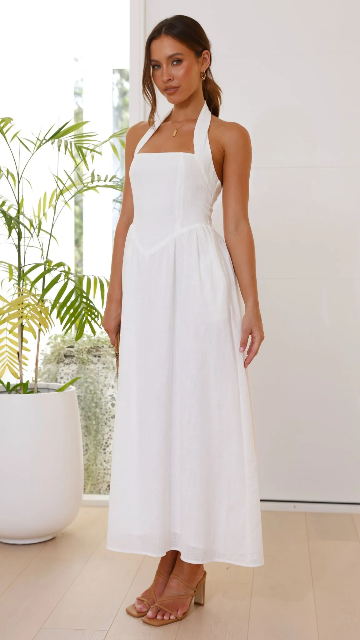 Modern Edge embroidery work Caden Maxi Dress - White