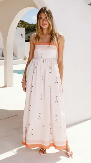 Tiered Skirt Gala Mood Penny Maxi Dress - Peach Martini