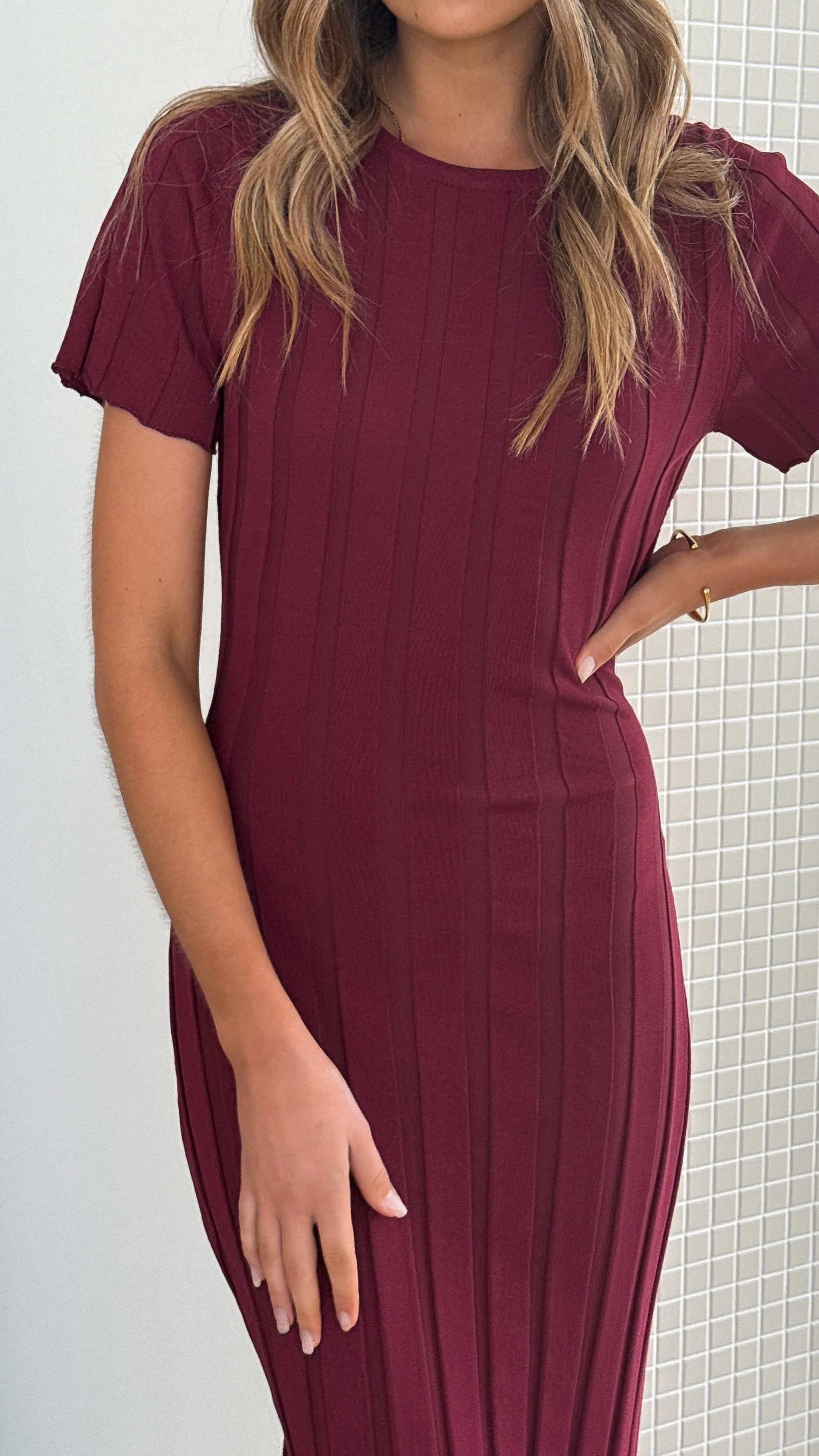 Mari Maxi Dress - Burgundy Print Glow Metro View