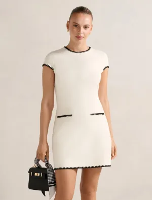 Chic Wear Skin Tint Marla Whipstitch Trim Mini Dress