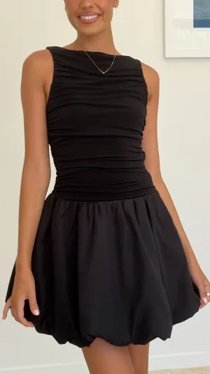 Scene Flash Night Sparkle Meera Boat Neck Mini Dress - Black