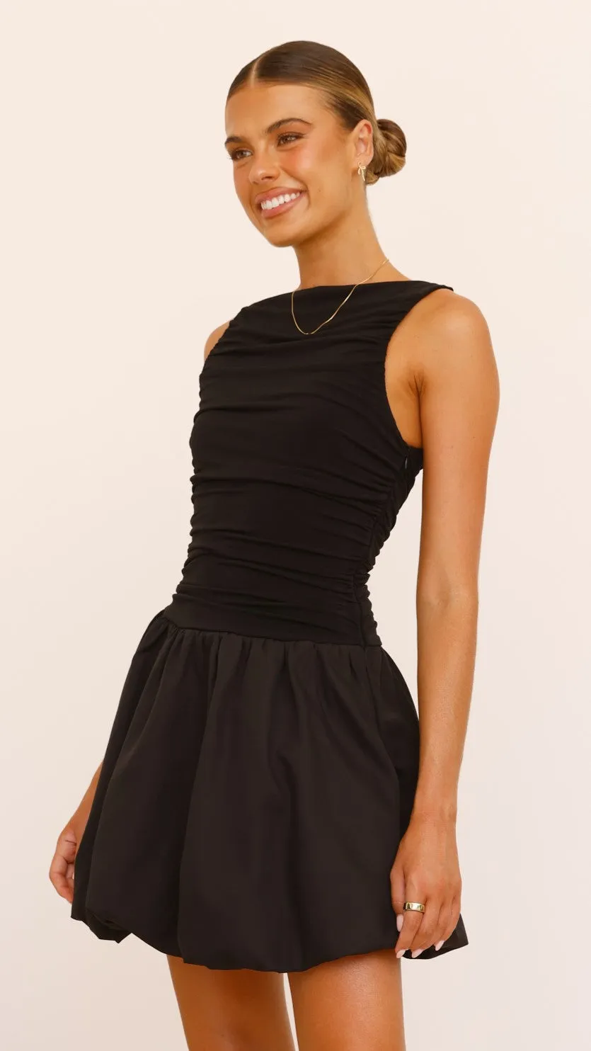 Club Rush Meera Boat Neck Mini Dress - Black