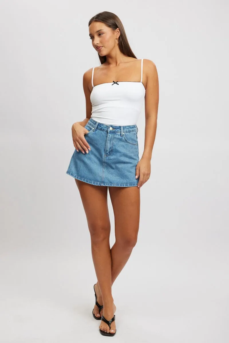 Adaptable Outfit White Singlet Sleeveless Bow Detail