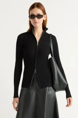 Layered Wear Kaine Ribbed Two-Way Zip Sweater