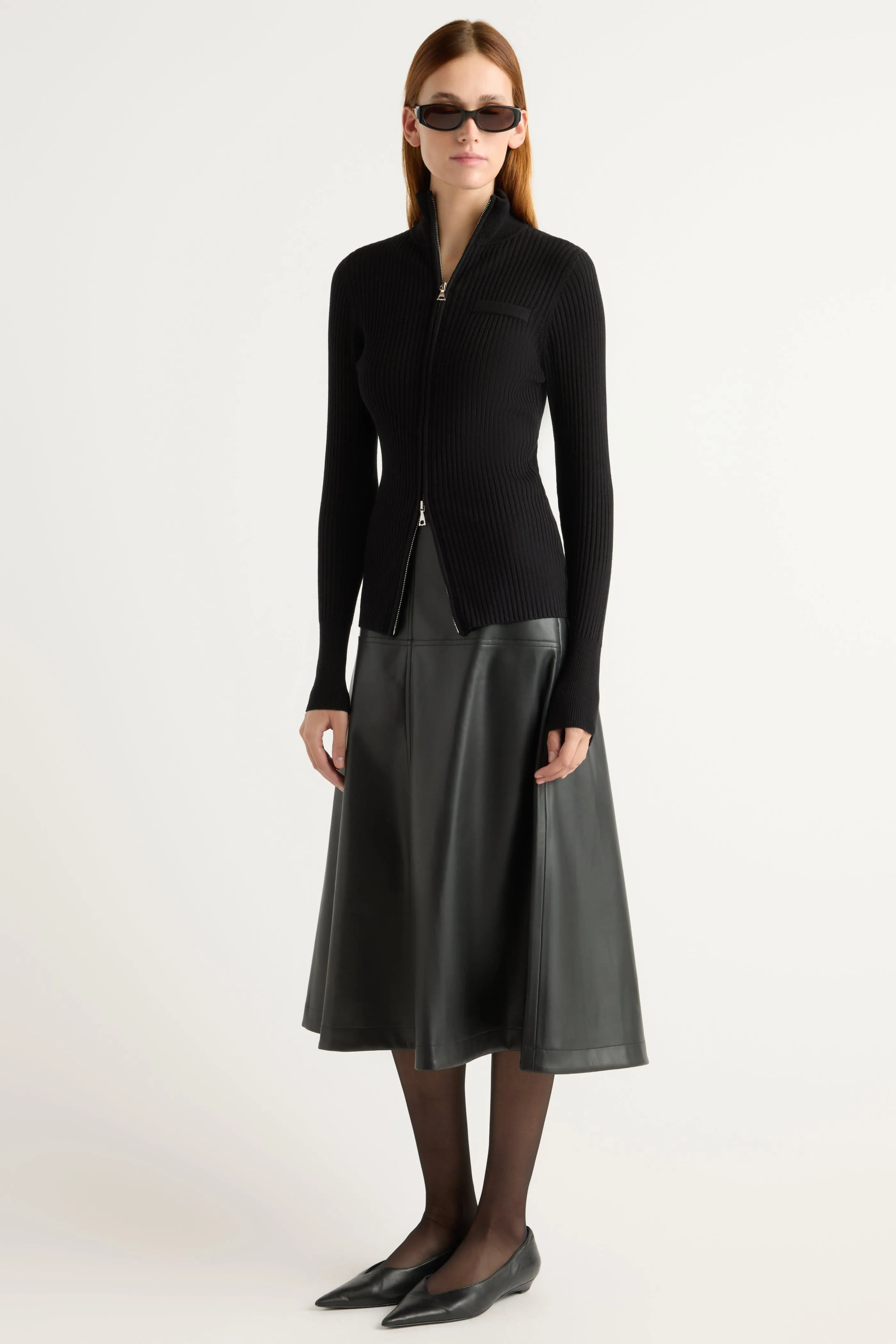 Anti Static Treatment Stylish Design Kaine Ribbed Two-Way Zip Sweater