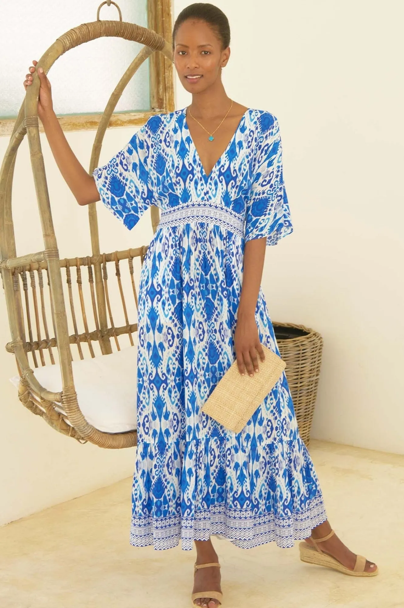 Timeless Silhouettes Lena EcoVero? Dress | Ikat Blue/White