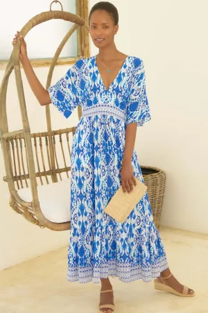 Timeless Silhouettes Lena EcoVero? Dress | Ikat Blue/White