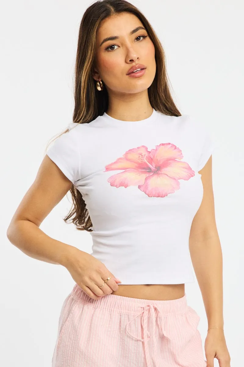 White Graphic Tee Short Sleeve Sustainable Manufacturing