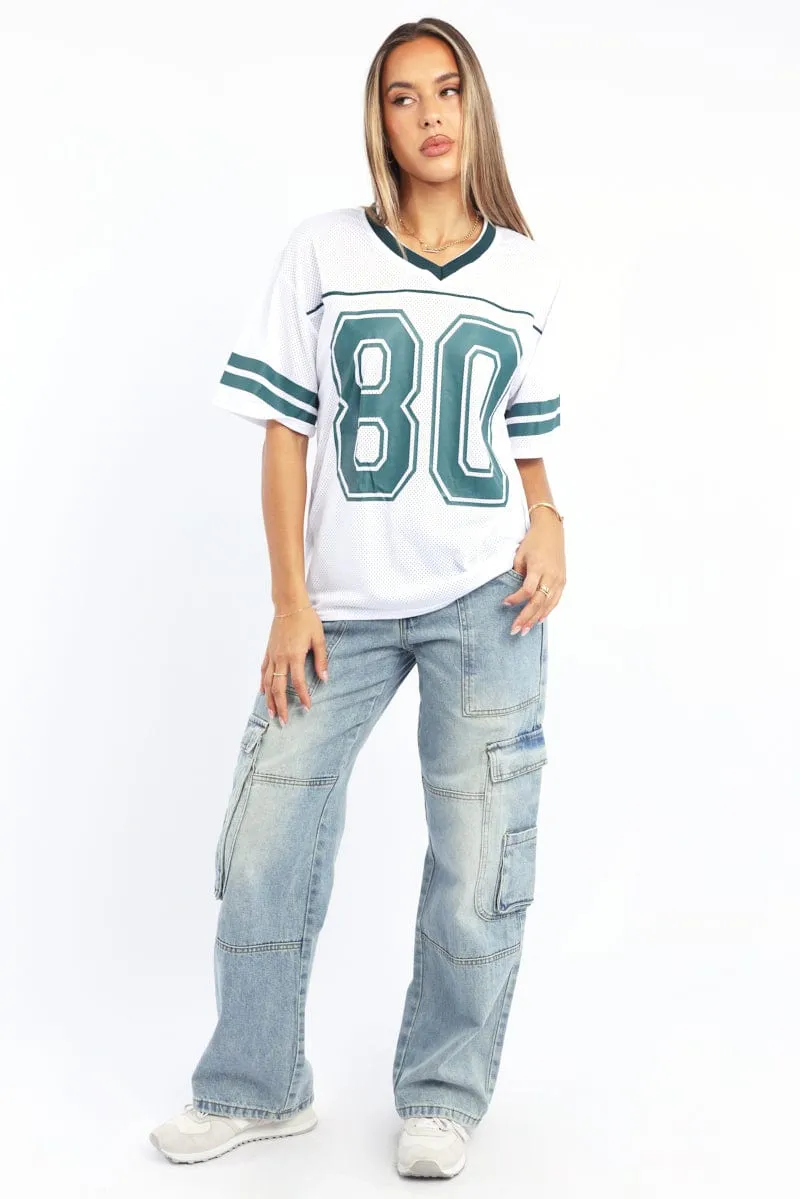 White Sport Tee Short Sleeve All-Season Comfort Fresh Outfit Style