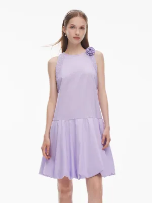 A-Line Flared Hem Women Mini Vest Dress Floral Prints Wear