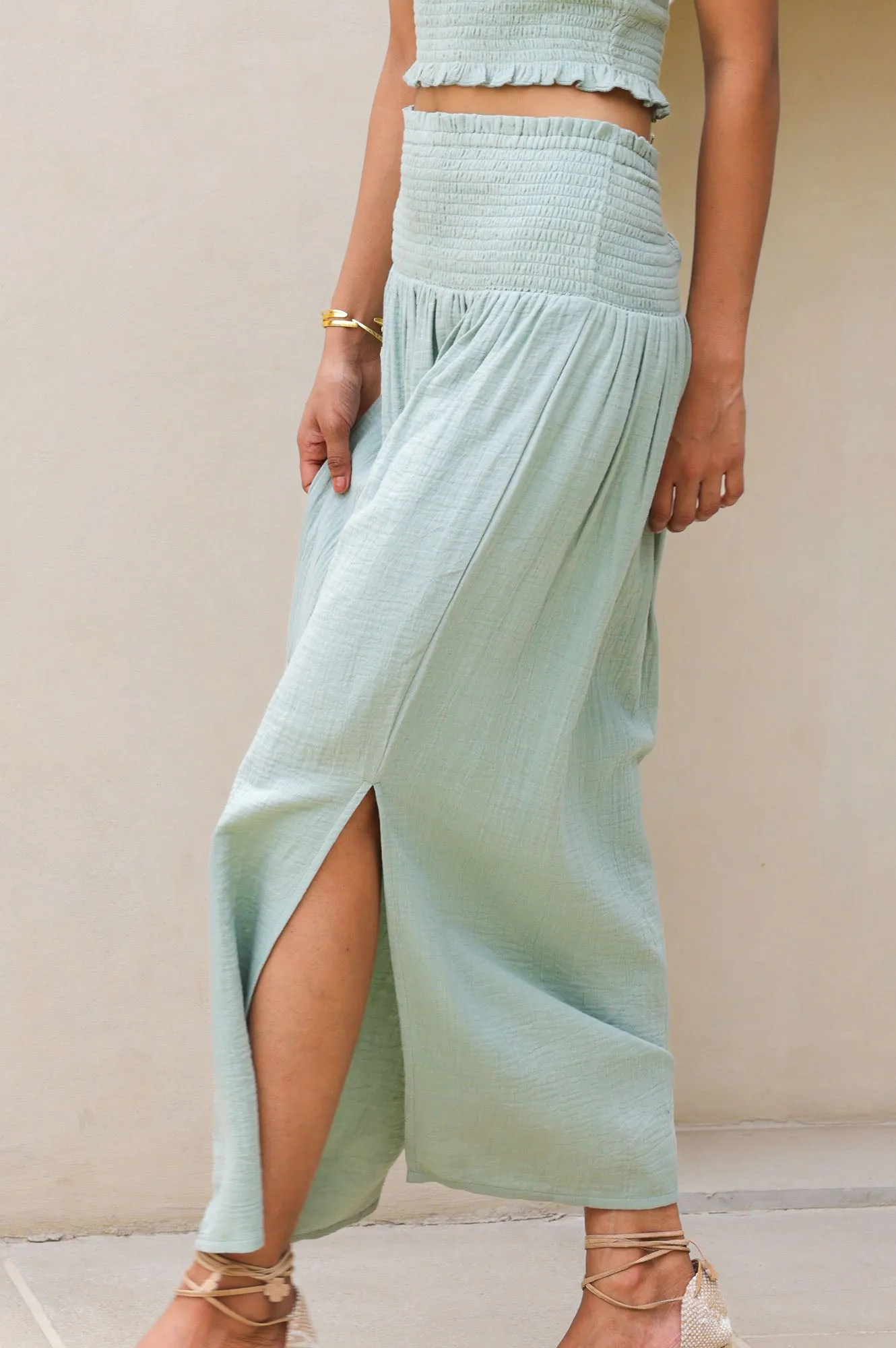 Outfit Focus Brady Cheesecloth Skirt | Light Khaki