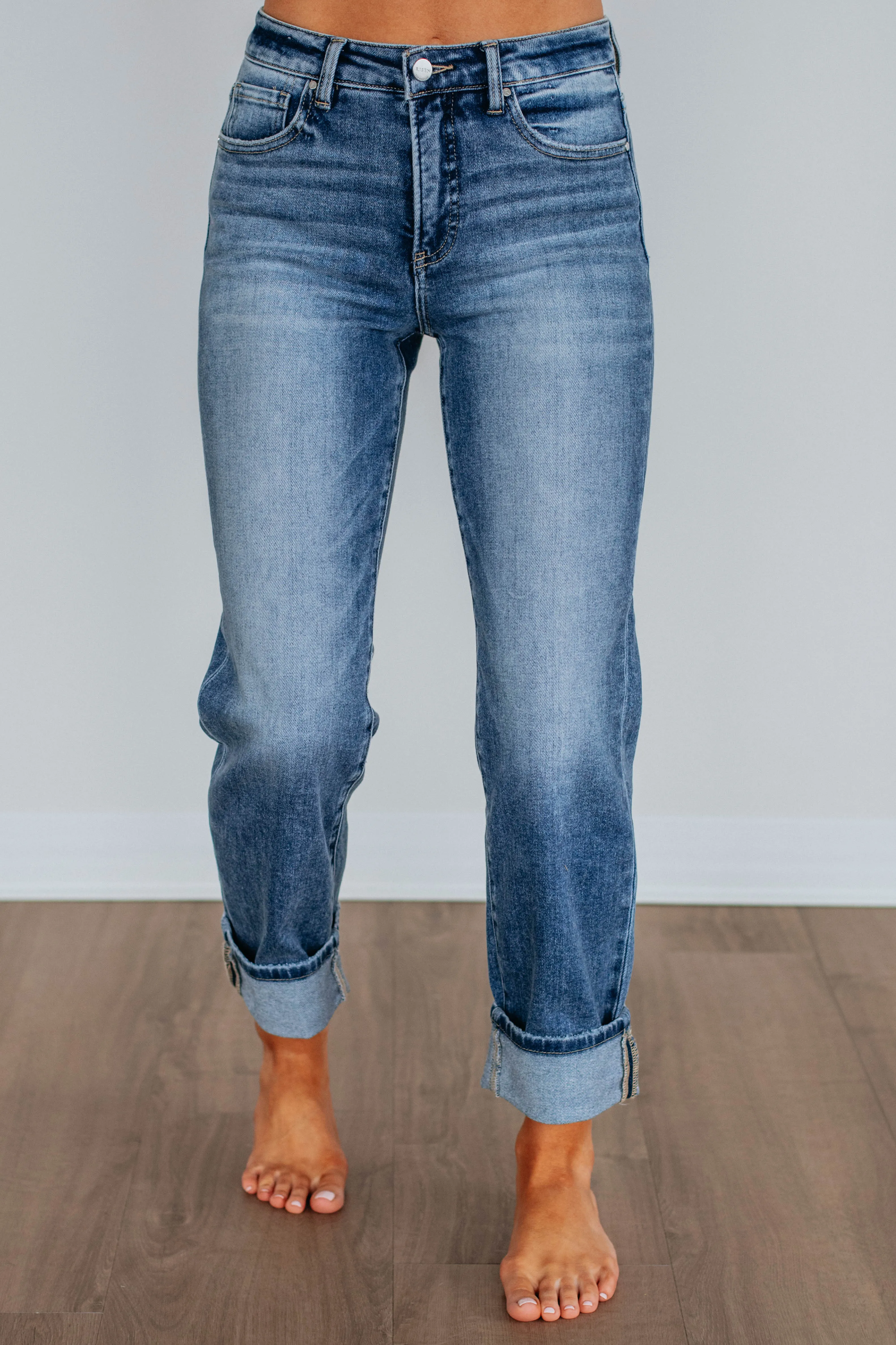 Fashion Essential Distressed Detail Leo Risen Jeans - Dark Wash