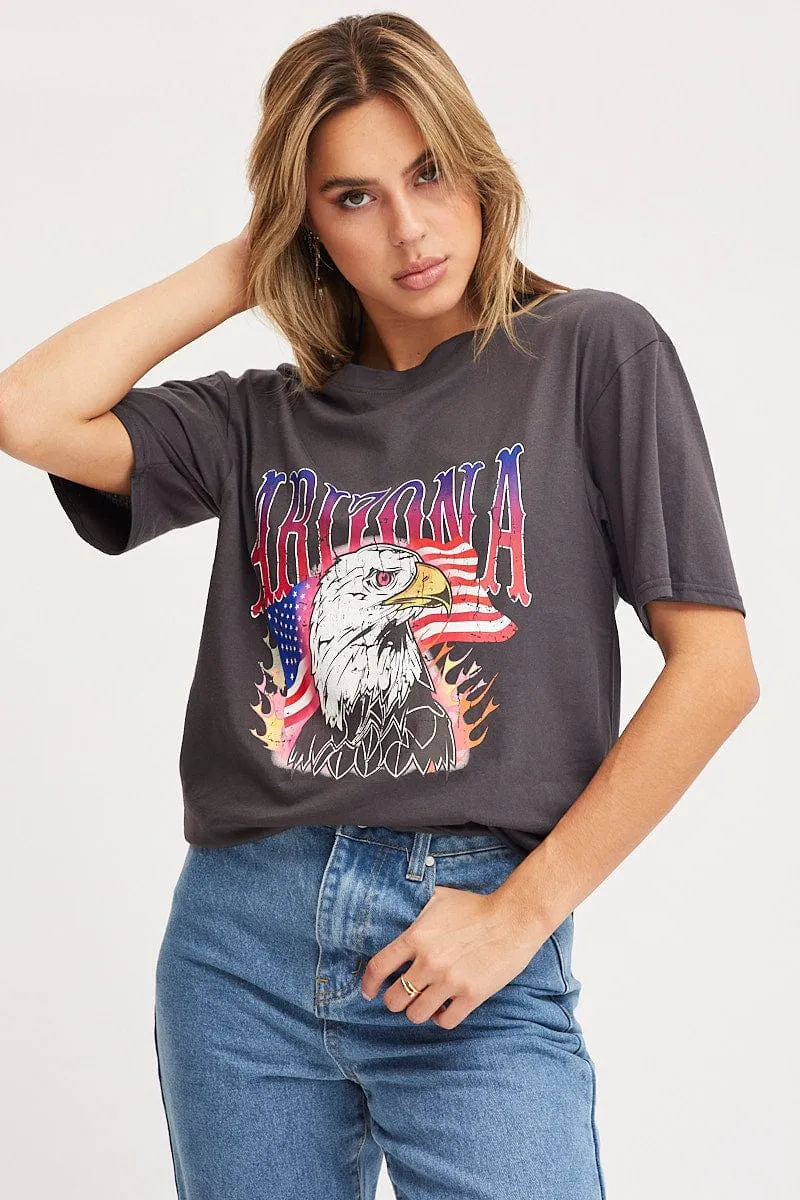 AntiStaticFinish Grey Graphic T Shirt Short Sleeve