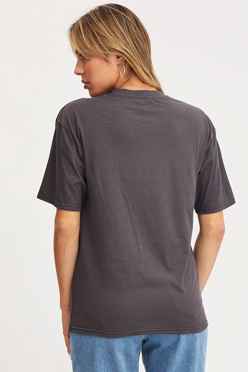 Chilly Layer Zip Up Grey Graphic T Shirt Short Sleeve
