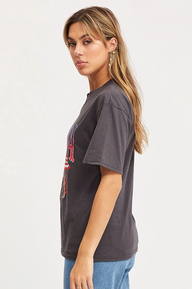 Personalized Grey Graphic T Shirt Short Sleeve