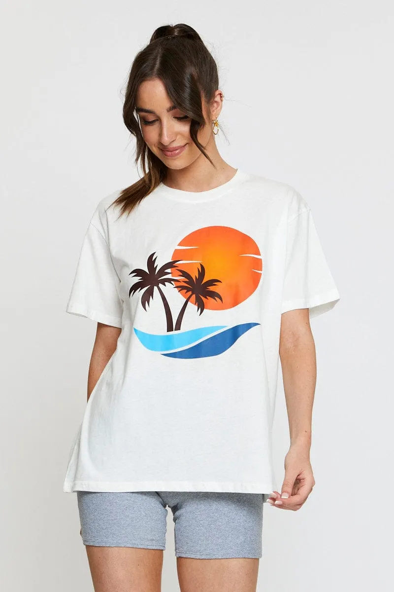 White Graphic T-Shirt Short Sleeve Rush Mode Ergonomic Cut