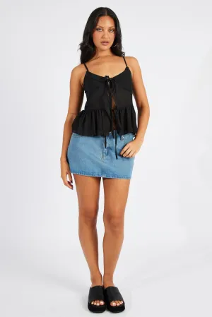 Black Tie Up Top Singlet Light Sweatshirt