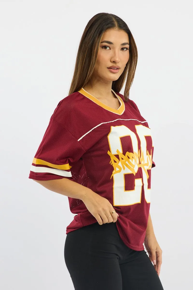 Red Sport Tee Short Sleeve Timeless Must-Have
