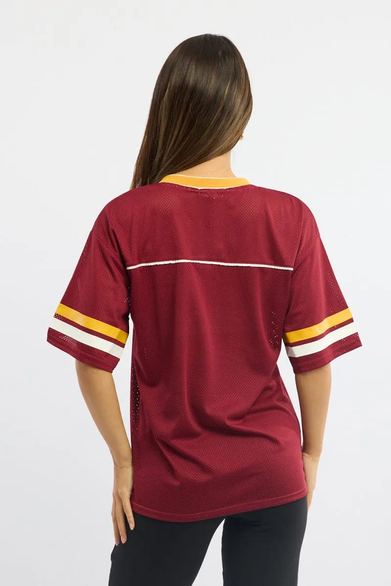 Red Sport Tee Short Sleeve SeamlessSidePanels