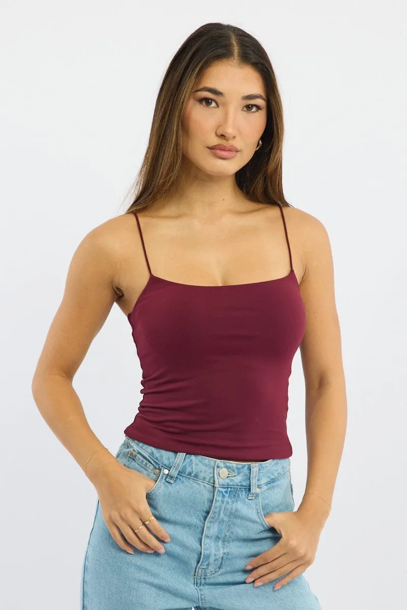 Smart Casual Red Supersoft Cami Top Double Layer