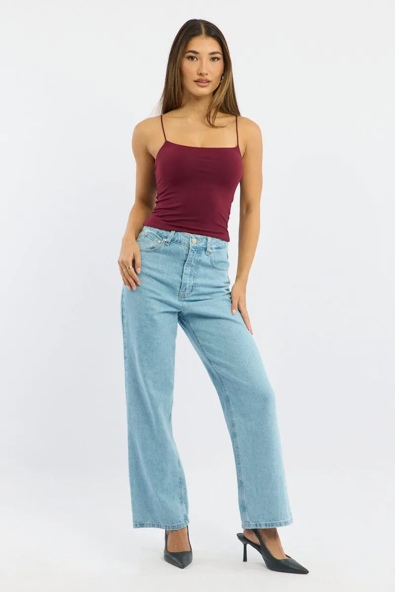 Red Supersoft Cami Top Double Layer Urban Flow Winter Fashion