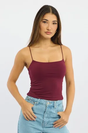 Smart Casual Red Supersoft Cami Top Double Layer